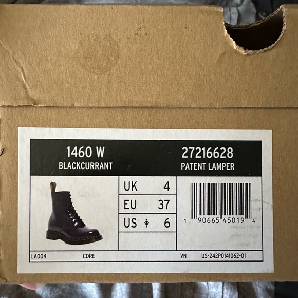 Dr. Martens Women's 1460W Patent Leather Boots - Blackcurrant - Picture 5 of 6